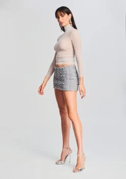 Brooke Embellished Knit Skirt -Retrofete Sales Store Ecommerce Crop 20230816 SET1 JENNACARDIGANCHELSEAGREY BROOKSKIRT 3099 ECOMM