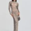Alexa Sequin Open Crochet Dress -Retrofete Sales Store Ecommerce Crop 23 07 18 SET1 Alexa Dress Metallic Mink Grey 0003 ECOMM