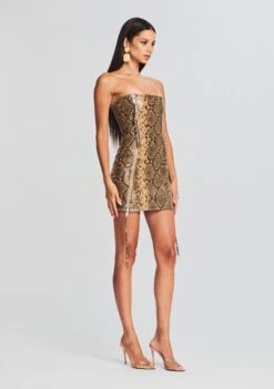 Beatrice Leather Dress -Retrofete Sales Store Ecommerce Crop 23 07 18 SET1 Beatrice Dress Tannin Snake 0098 ECOMM