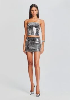 Daniella Top -Retrofete Sales Store Ecommerce Crop 23 09 21 DANIELLATOP LONDYNSKIRT BLACKSILVER 3061 ECOMM