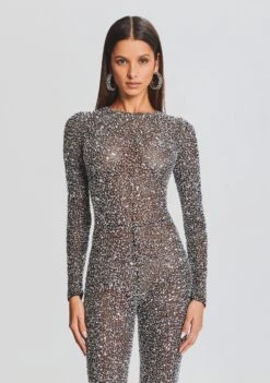 Marcel Sequin Jumpsuit -Retrofete Sales Store Ecommerce Crop 23 09 21 MARCELJUMPSUIT BLACKSILVER 3147 ECOMM