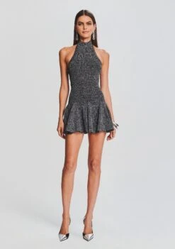 Quinn Dress -Retrofete Sales Store Ecommerce Crop 23 09 21 QUINNDRESS METALLICBLACKSILVER 3210 ECOMM