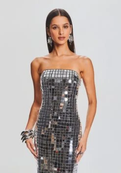 Imani Dress 11 Imani Dress -Retrofete Sales Store Ecommerce Crop 23 09 22 IMANIDRESS BLACKSILVER 2547 ECOMM