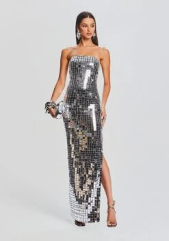 Imani Dress 9 Imani Dress -Retrofete Sales Store Ecommerce Crop 23 09 22 IMANIDRESS BLACKSILVER 2566 ECOMM