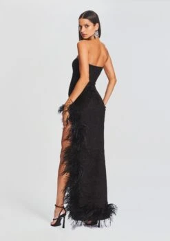 Lula Feather Dress -Retrofete Sales Store Ecommerce Crop 23 09 22 LULADRESS BLACK 2673 ECOMM