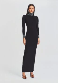 Monroe Embellished Knit Dress -Retrofete Sales Store Ecommerce Crop 23 09 22 MONROEDRESS BLACK 1213 ECOMM