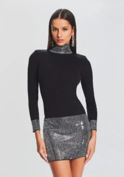Rue Embellished Knit Dress -Retrofete Sales Store Ecommerce Crop 23 09 22 RUEDRESS BLACK 1091 ECOMM