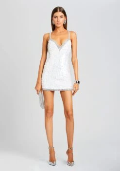 Ivanna Feather Sequin Dress