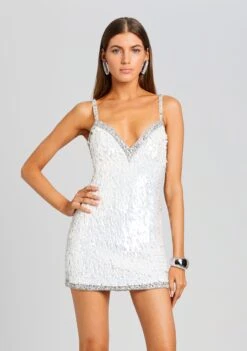 Ivanna Feather Sequin Dress 11 Ivanna Feather Sequin Dress -Retrofete Sales Store Ecommerce Crop 23 10 17 IVANNADRESS SILVER 3610 ECOMM