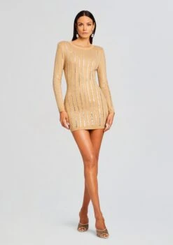 Virginia Embellished Knit Dress -Retrofete Sales Store Ecommerce Crop 23 10 17 VIRGINIADRESS TANNIN 406 ECOMM