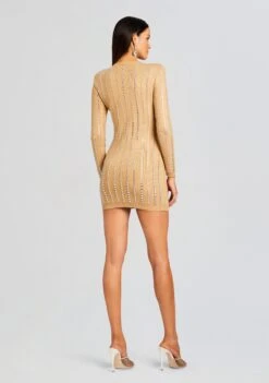 Virginia Embellished Knit Dress -Retrofete Sales Store Ecommerce Crop 23 10 17 VIRGINIADRESS TANNIN 466 ECOMM