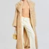 Averie Faux Fur Coat -Retrofete Sales Store Ecommerce Crop 23 10 18 AVERIECOAT TANNIN MARGOTCUFFEDJEANS OFFWHITE 0473 ECOMM