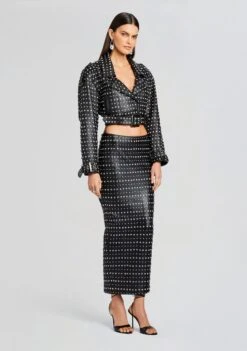 Whitley Embellished Leather Skirt -Retrofete Sales Store Ecommerce Crop 23 10 18 MORAJACKET WHITLEYSKIRT BLACK 0263 ECOMM 78d96907 a165 4b3f 9be7 b156baf1eded