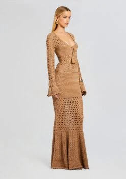 Sereno Knit Crochet Dress 9 Sereno Knit Crochet Dress -Retrofete Sales Store Ecommerce Crop 23 10 18 SERENODRESS METALLICNUDEBRONZE 2266 ECOMM