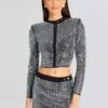 Aero Embellished Knit Jacket -Retrofete Sales Store Ecommerce Crop 23 10 25 AEROJACKET DELTASKIRT BLACKSILVER 2463 ECOMM