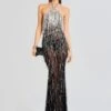 Belle Embellished Fringe Dress -Retrofete Sales Store Ecommerce Crop 23 10 25 BELLEDRESS BLACKSILVER 2878 ECOMM