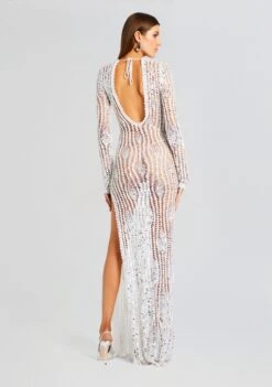 Cherri Sequin Crochet Dress -Retrofete Sales Store Ecommerce Crop 23 10 25 CHERRIDRESS WHITE 2953 ECOMM