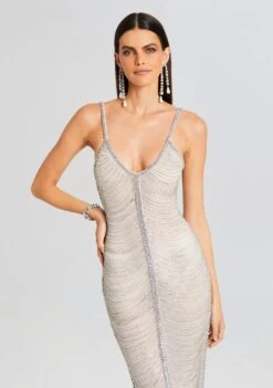 Irina Maxi Dress -Retrofete Sales Store Ecommerce Crop 23 10 25 IRINADRESS ADLEYBAG WHITESILVER 1033 ECOMM
