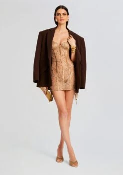 Matilda Embellished Lace Dress -Retrofete Sales Store Ecommerce Crop 23 10 25 MATILDADRESS TANNIN 2034 ECOMM