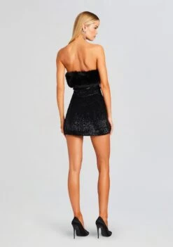 Torin Sequin Fur Dress -Retrofete Sales Store Ecommerce Crop 23 11 15 TORINDRESS BLACK 1677 ECOMM