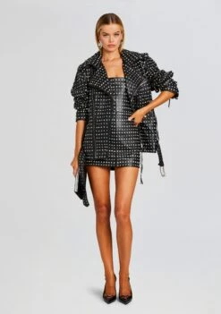 Icon Embellished Leather Jacket