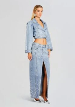Palermo Embellished Denim Skirt -Retrofete Sales Store Ecommerce Crop 23 11 16 MARCIEJACKET PALERMOSKIRT TRESCA 1626 ECOMM 11c2c6b9 21de 4da8 aae8 b057e0c9585c