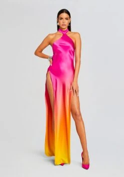 Jagger Silk Dress -Retrofete Sales Store Ecommerce Crop 23 12 18 JAGGERDRESS PINKLIMEOMBRE 2016 ECOMM