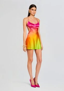 Josefine Silk Dress 9 Josefine Silk Dress -Retrofete Sales Store Ecommerce Crop 23 12 18 JOSEFINEDRESS PINKLIMEOMBRE 2271 ECOMM