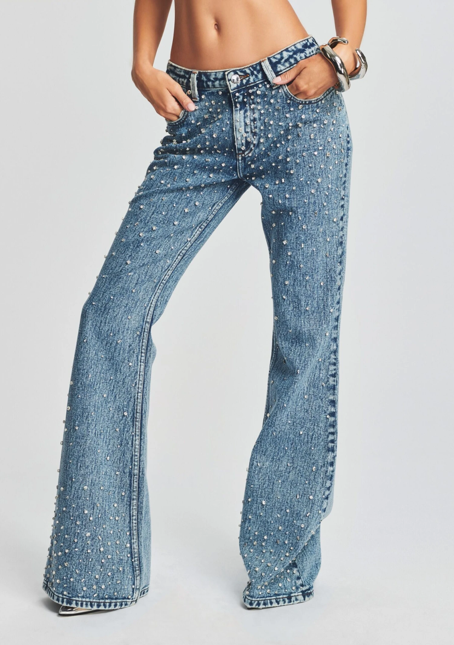 Moore Mid Rise Flare Crystal Embellished Jean 3 Moore Mid Rise Flare Crystal Embellished Jean