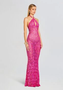 Massie Sequin Crochet Dress -Retrofete Sales Store Ecommerce Crop 24 01 10 MASSIEDRESS PARADISEPINK 0420 ECOMM