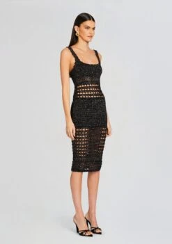 Avril Knit Crochet Dress -Retrofete Sales Store Ecommerce Crop 24 01 11 AVRILDRESS METALLICBLACKGOLD 0181 ECOMM