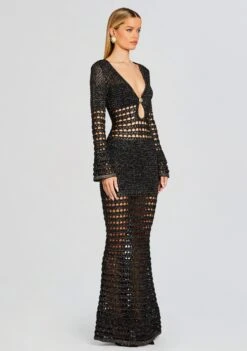 Elvana Knit Crochet Dress 9 Elvana Knit Crochet Dress -Retrofete Sales Store Ecommerce Crop 24 01 11 ELVANADRESS BLACKGOLD 0531 ECOMM
