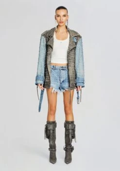 Angel Embellished Denim Short -Retrofete Sales Store Ecommerce Crop 24 02 15 REBELJACKET ANGELSHORT TANGIERSILVER 018 ECOMM c998b9a7 0b23 4f65 b2d3 c2af7f5aa52c