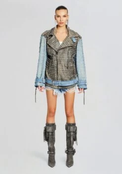 Rebel Embellished Leather Jacket 11 Rebel Embellished Leather Jacket -Retrofete Sales Store Ecommerce Crop 24 02 15 REBELJACKET ANGELSHORT TANGIERSILVER 043 ECOMM