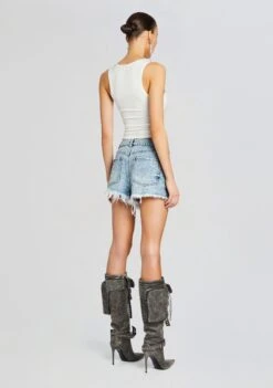 Angel Embellished Denim Short -Retrofete Sales Store Ecommerce Crop 24 02 15 REBELJACKET ANGELSHORT TANGIERSILVER 092 ECOMM b8ef74e3 f061 40ac 83b3 12fe4d910b24