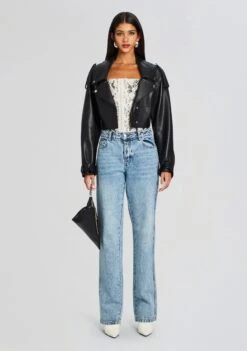 Leonie Leather Top -Retrofete Sales Store Ecommerce Crop 24 02 16 LEONIETOP NEUTRALSNAKE FLORAPANT TANGIER 1904 ECOMM