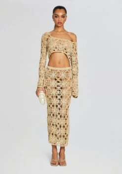 Sadie Knit Crochet Top -Retrofete Sales Store Ecommerce Crop 24 02 16 SADIETOP SOFIESKIRT METALLICGOLD 004 ECOMM