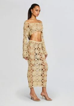 Sadie Knit Crochet Top -Retrofete Sales Store Ecommerce Crop 24 02 16 SADIETOP SOFIESKIRT METALLICGOLD 038 ECOMM