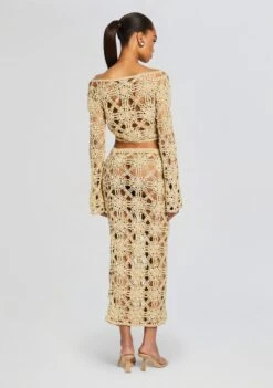 Sadie Knit Crochet Top -Retrofete Sales Store Ecommerce Crop 24 02 16 SADIETOP SOFIESKIRT METALLICGOLD 043 ECOMM