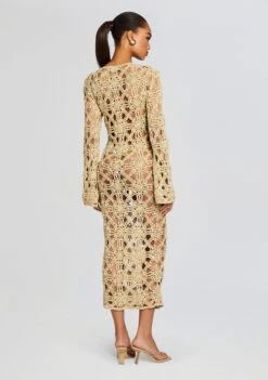 Yesly Knit Crochet Dress -Retrofete Sales Store Ecommerce Crop 24 02 16 YESLEYDRESS METALLICGOLD 080 ECOMM