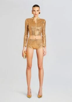 Mali Embelllished Knit Jacket -Retrofete Sales Store Ecommerce Crop 24 02 29 MALIJACKET TRUSHORTS GOLDMETALLICNUDE 1384 ECOMM cbde40f1 bcc5 45b8 b7e8 7c311f1240ef