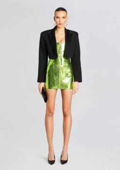 Sylvie Leather Dress -Retrofete Sales Store Ecommerce Crop 24 02 29 SYLVIEDRESS METALLICGREEN 1831 ECOMM