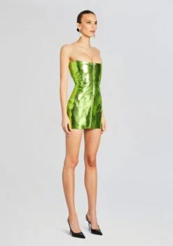 Sylvie Leather Dress -Retrofete Sales Store Ecommerce Crop 24 02 29 SYLVIEDRESS METALLICGREEN 1861 ECOMM