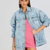 Lizzie Denim Jacket -Retrofete Sales Store Ecommerce Crop 24 03 12 LIZZIEJACKET TELAVIVSAND YONITDRESS WATERMELON 2373 ECOMM