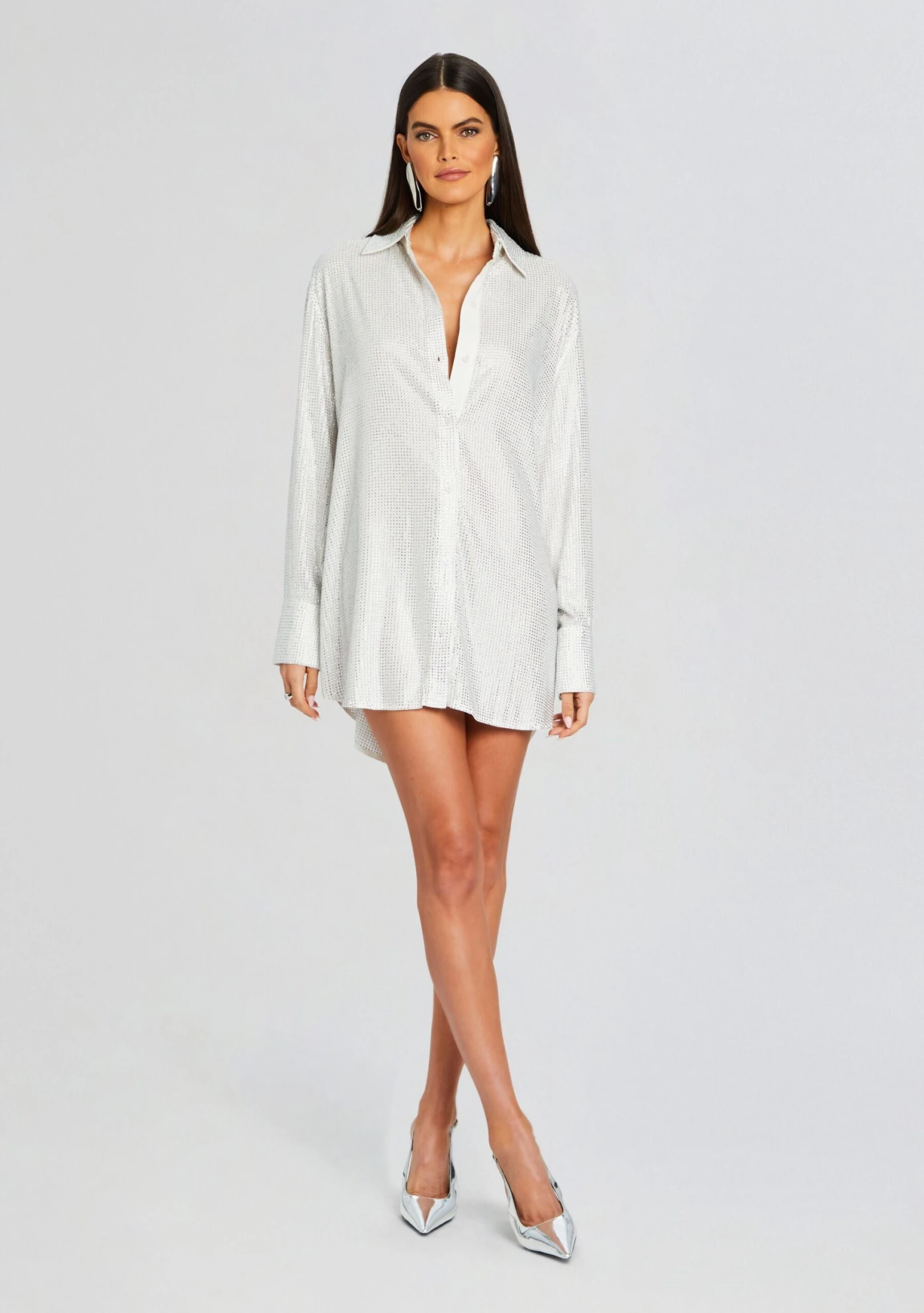 Maddox Embellished Shirt Dress 3 Maddox Embellished Shirt Dress