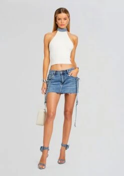 Sherona Denim Skirt -Retrofete Sales Store Ecommerce Crop 24 03 13 SHERONASKIRT OASIS ALESSANDRASANDAL DENIM 1659 ECOMM