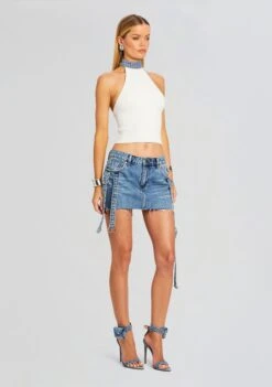 Sherona Denim Skirt -Retrofete Sales Store Ecommerce Crop 24 03 13 SHERONASKIRT OASIS ALESSANDRASANDAL DENIM 1682 ECOMM