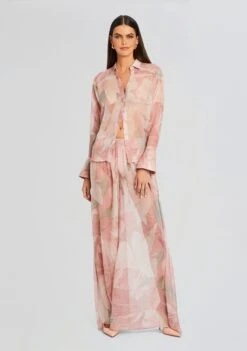 Ramona Silk Chiffon Shirt -Retrofete Sales Store Ecommerce Crop 24 03 13 ZECAPANT RAMONSHIRT DUSTYPINKBOTANICAL 2014 ECOMM 914f3049 924a 4da7 b18b 27a3bb514197