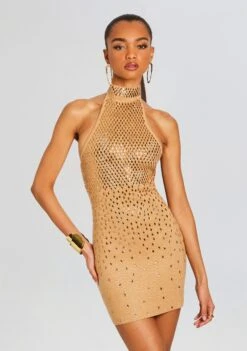 Bindi Embellished Knit Dress 11 Bindi Embellished Knit Dress -Retrofete Sales Store Ecommerce Crop 24 03 27 BINDIDRESS GOLDMETALLICNUDE 1037 ECOMM