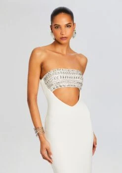 Swan Embellished Dress 11 Swan Embellished Dress -Retrofete Sales Store Ecommerce Crop 24 03 27 SWANDRESS WHITESILVER 1077 ECOMM